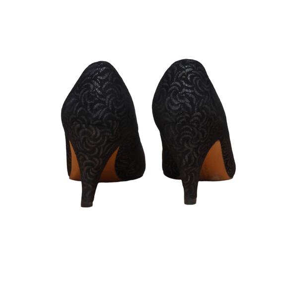 Salvatore Ferragamo Womens Classic Pump Heel Black Leather Abstract Slip On 6.5B - Picture 7 of 11